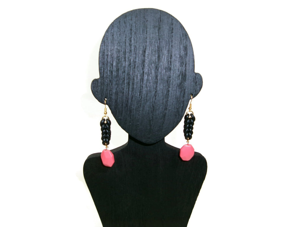 Womens Ear Candy Statement Drop Earrings Pretty Coral  w/ Unique Rubber Design