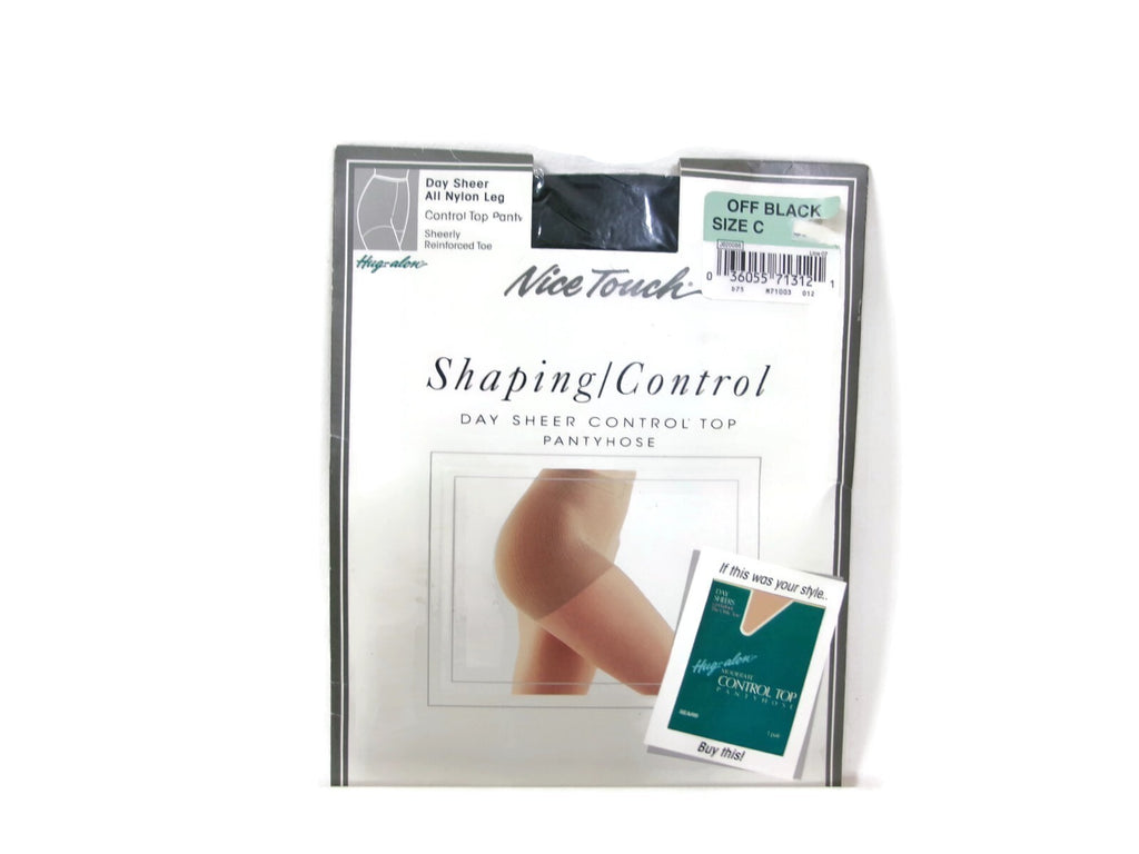 NICE TOUCH Shaping Control Day Sheer Control Top PantyHose  Stockings Off Black