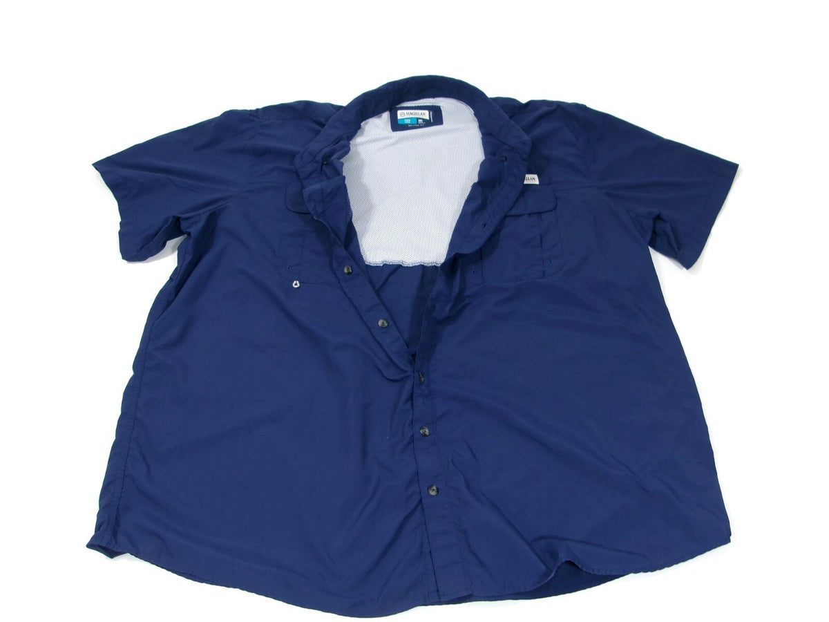 Magellan Outdoors Mens Fish Gear BLUE Shirt  Relaxed Moisture Wicking Size 3XL