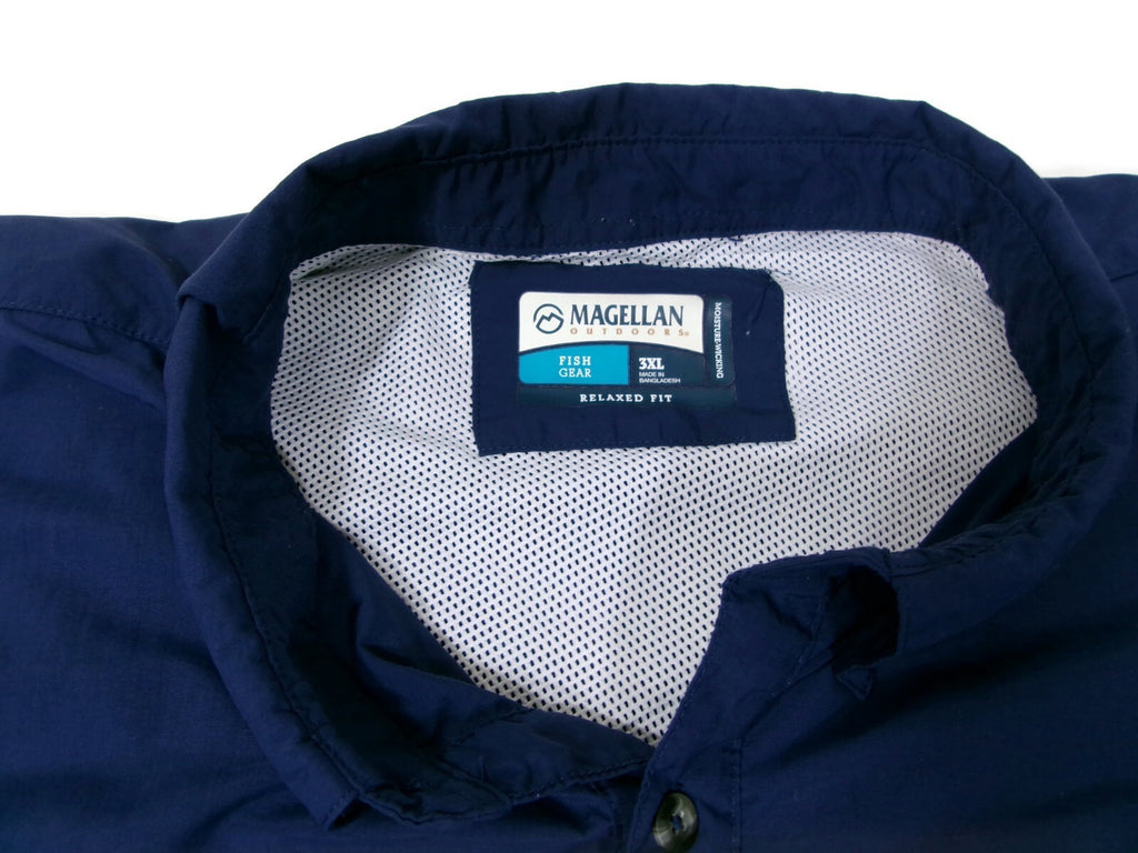 Magellan Outdoors Mens Fish Gear BLUE Shirt  Relaxed Moisture Wicking Size 3XL