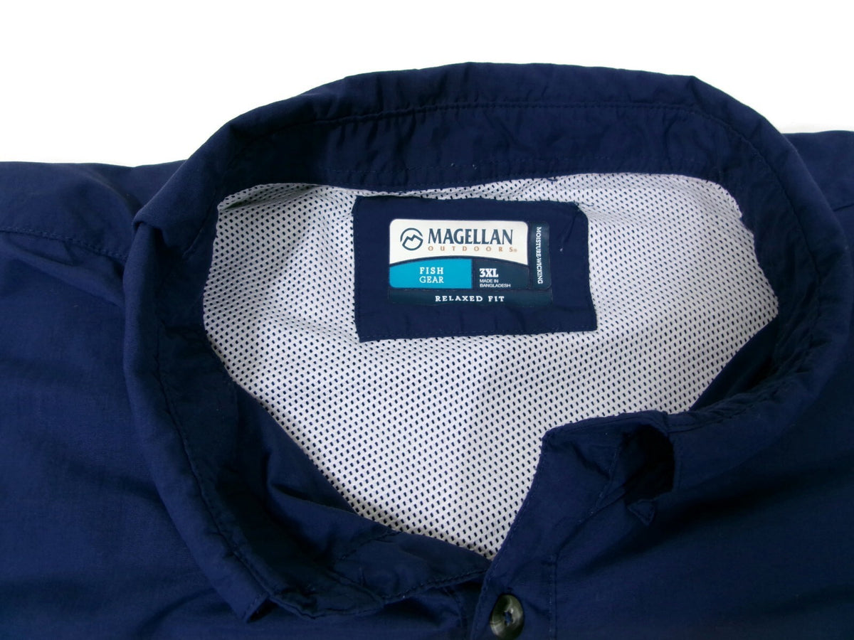 Magellan Outdoors Mens Fish Gear BLUE Shirt  Relaxed Moisture Wicking Size 3XL