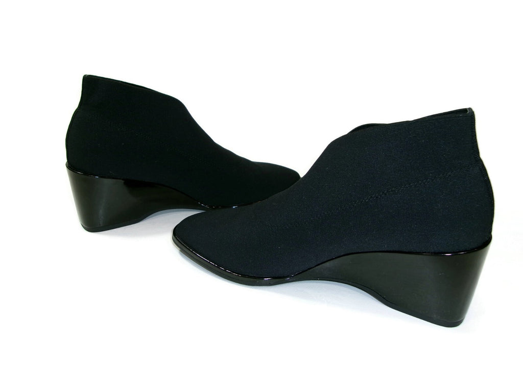 Aerosoles Women's Black Anini Stretch Wedge Booties Size 8 M Pull On Ankle