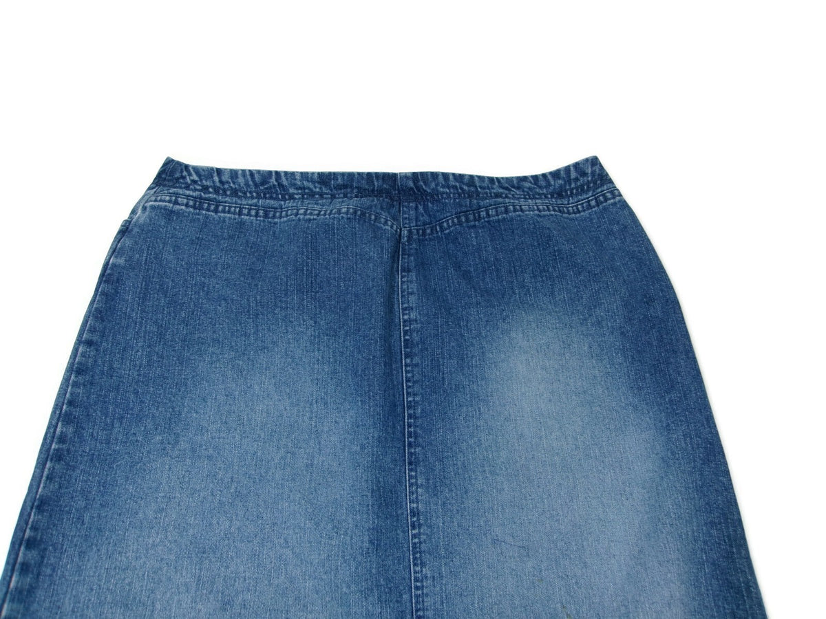 Womens Villager Sport by Liz Claiborne Modest Long  Denim Jean Skirt Size 14