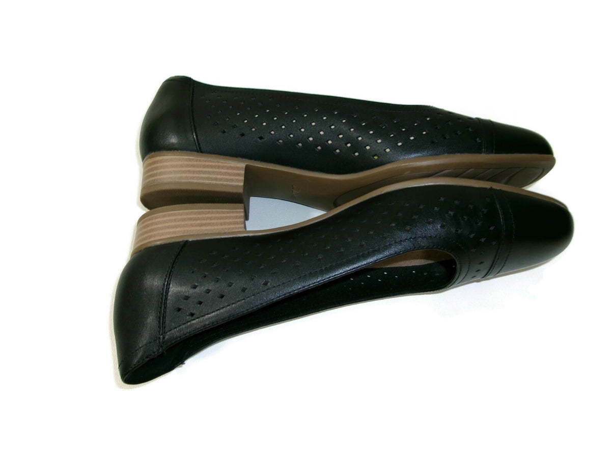 Clarks Womens Shoes Size 9 W Black Leather Juliet Ballet Flats Comfort Slip Ons