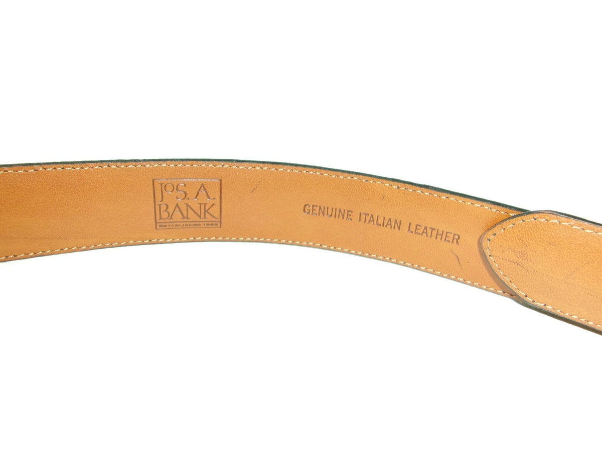 Jos. A. Bank Mens Black Genuine Italian  Leather Belt Silver Buckle Size 48