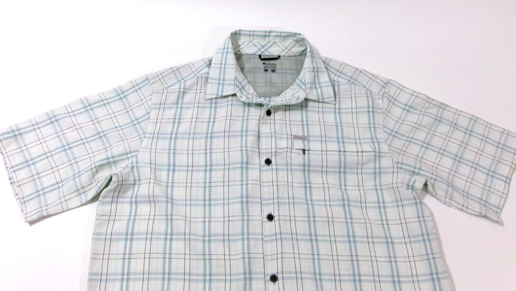 COLUMBIA Mens Sports Casual Shirt Size XL Short Sleeves Hidden Zip Front Pocket