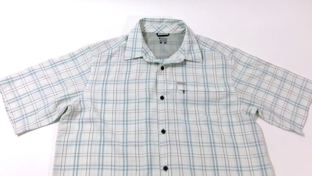 COLUMBIA Mens Sports Casual Shirt Size XL Short Sleeves Hidden Zip Front Pocket