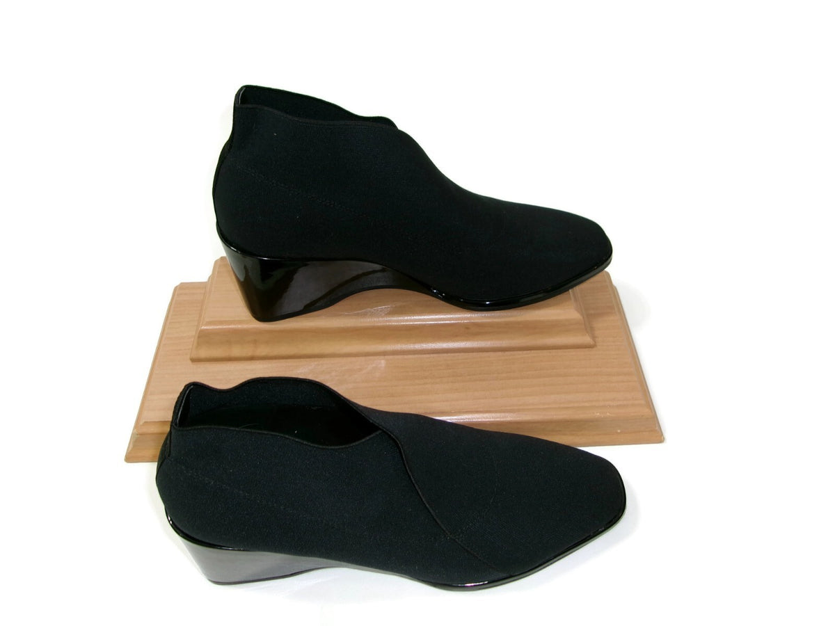 Aerosoles Women's Black Anini Stretch Wedge Booties Size 8 M Pull On Ankle