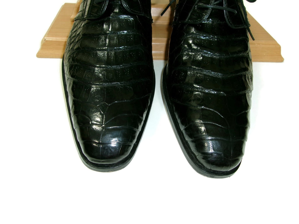 Mezlan Mens Luxury Dress Shoes Size 10 Genuine Black Crocodile Lace Up MD Spain