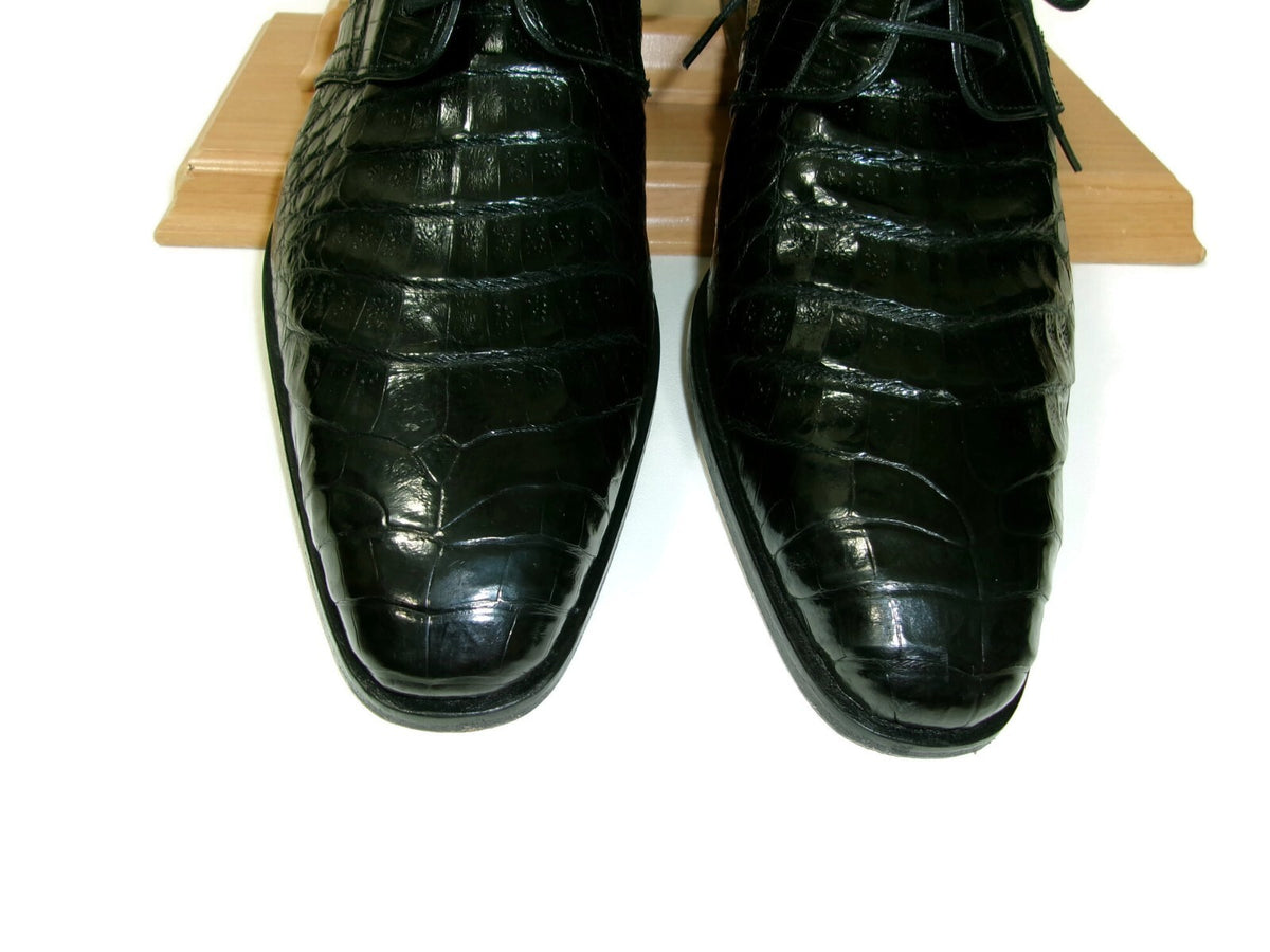 Mezlan Mens Luxury Dress Shoes Size 10 Genuine Black Crocodile Lace Up MD Spain