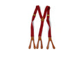 Vintage Polo Ralph Lauren Red &Tan Leather Grain Suspenders Belt w/ Brass Buckle