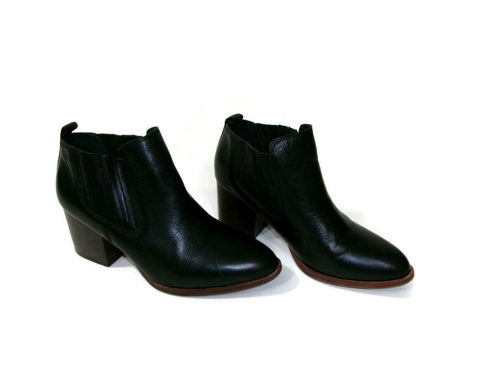 Isola Womens Boots Booties Shoes Size 7 M Black Leather Block heels Slip On