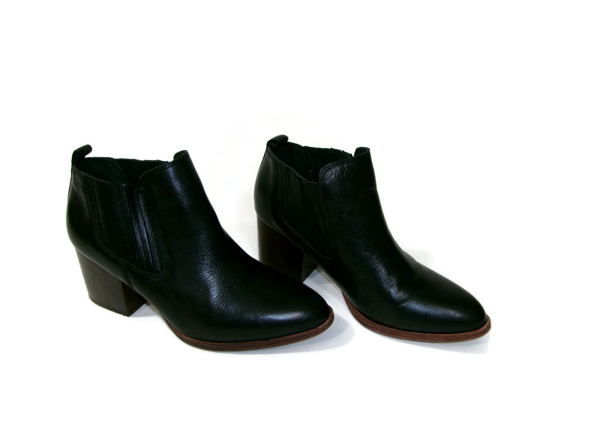 Isola Womens Boots Booties Shoes Size 7 M Black Leather Block heels Slip On