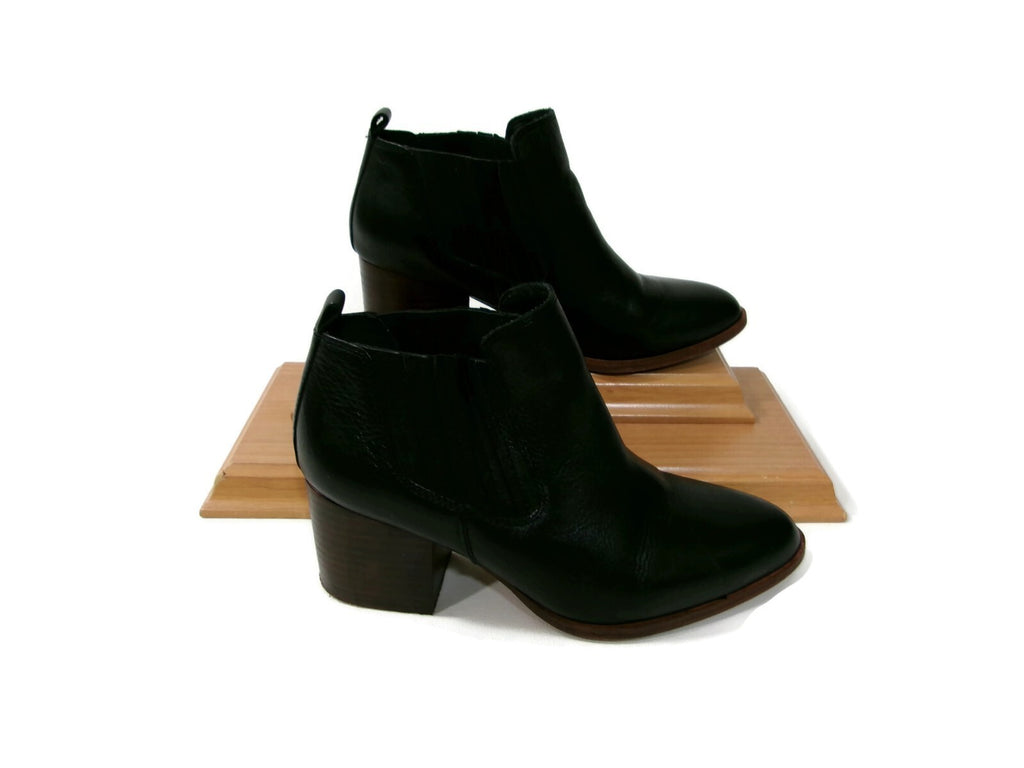 Isola Womens Boots Booties Shoes Size 7 M Black Leather Block heels Slip On