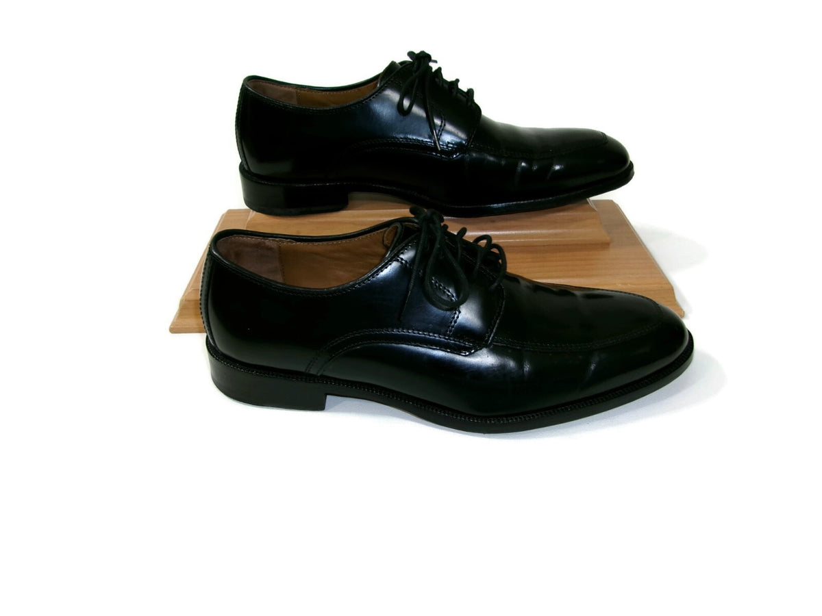 Johnston & Murphy Mens Black Shoes Size 8 D Bradford Moc Toe Oxford Sheepskin