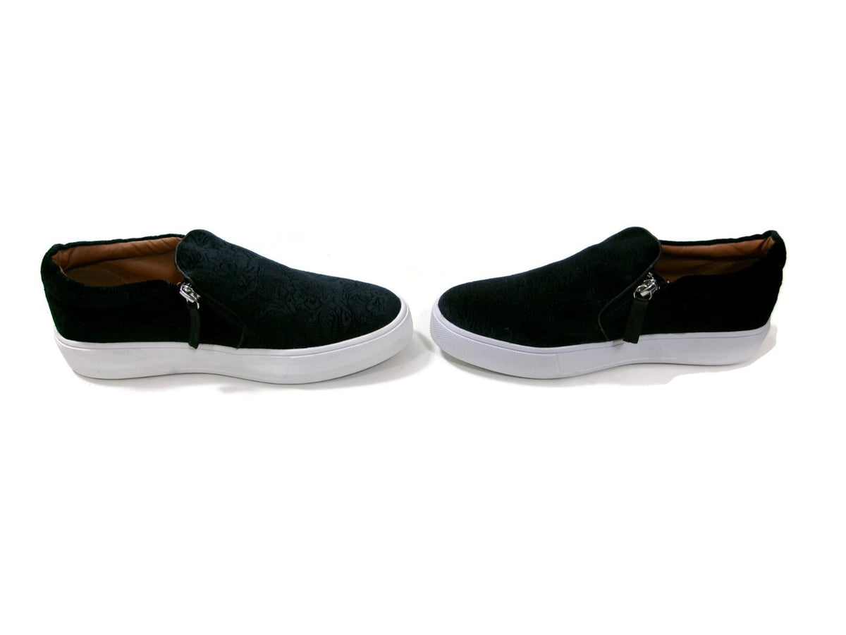 Volatile Slip On Sneakers Black Floral Crush Velvet Sneakers Womens Shoes Size 7