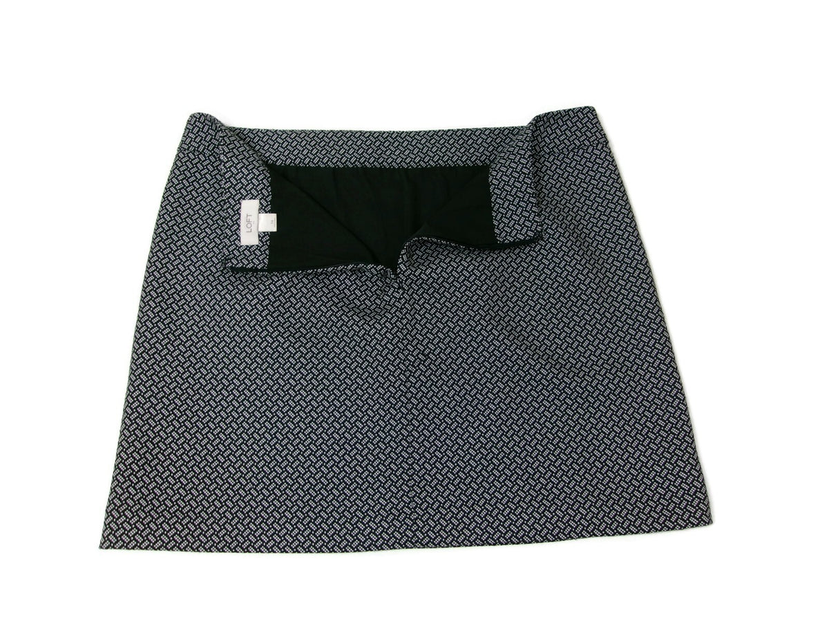 Womens ANN TAYLOR LOFT Jacquard Career Skirt Size 14 Black & White Lined