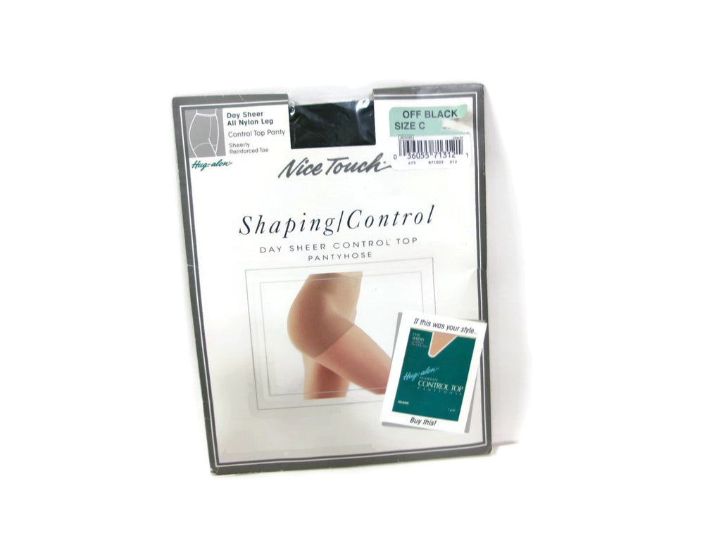 NICE TOUCH Shaping Control Day Sheer Control Top PantyHose  Stockings Off Black