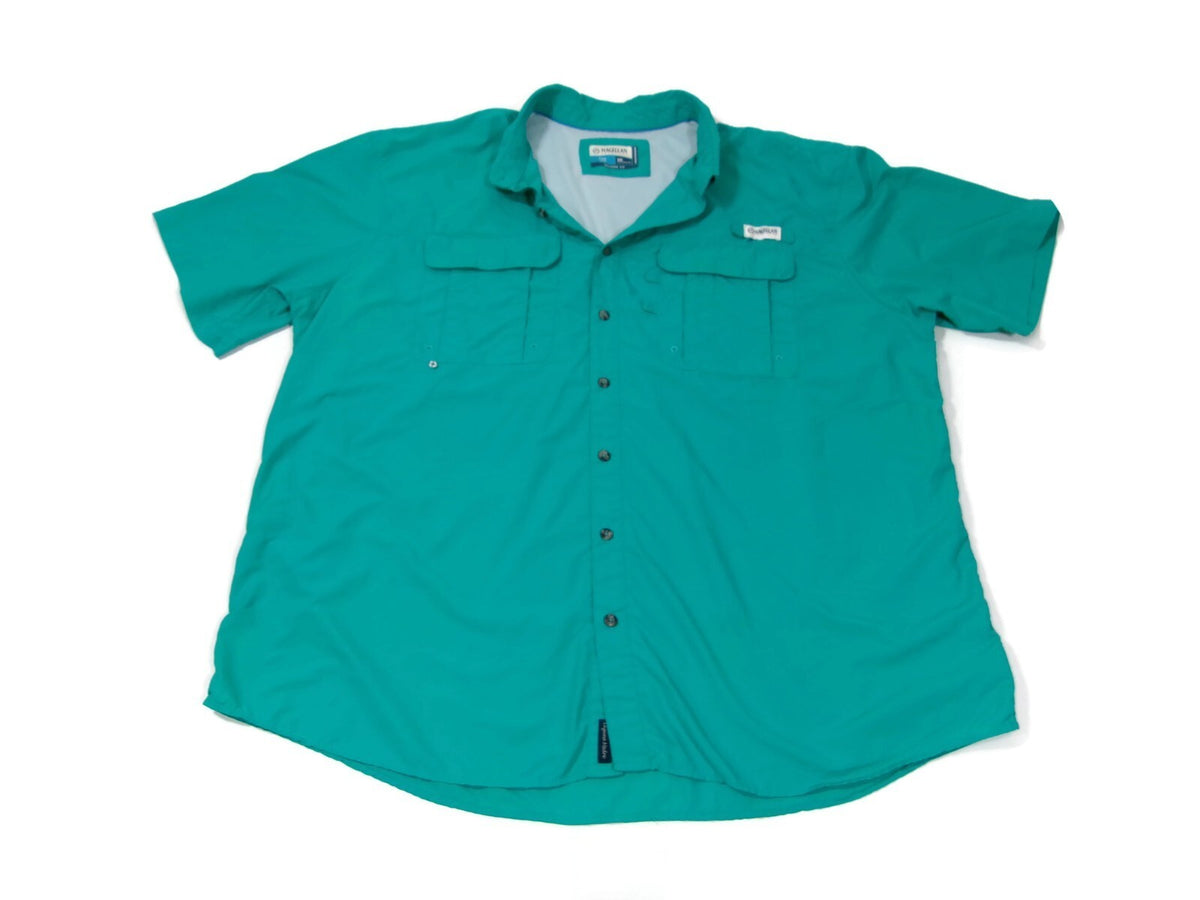 Magellan Outdoors Mens Fish Gear Olive Green Shirt  Relax Moisture Wick Size 3XL