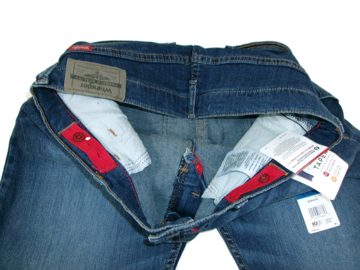 Wrangler Boys Jeans Five Star Taper Fit Flex Size 16 Husky Adjust Waist NWT NEW