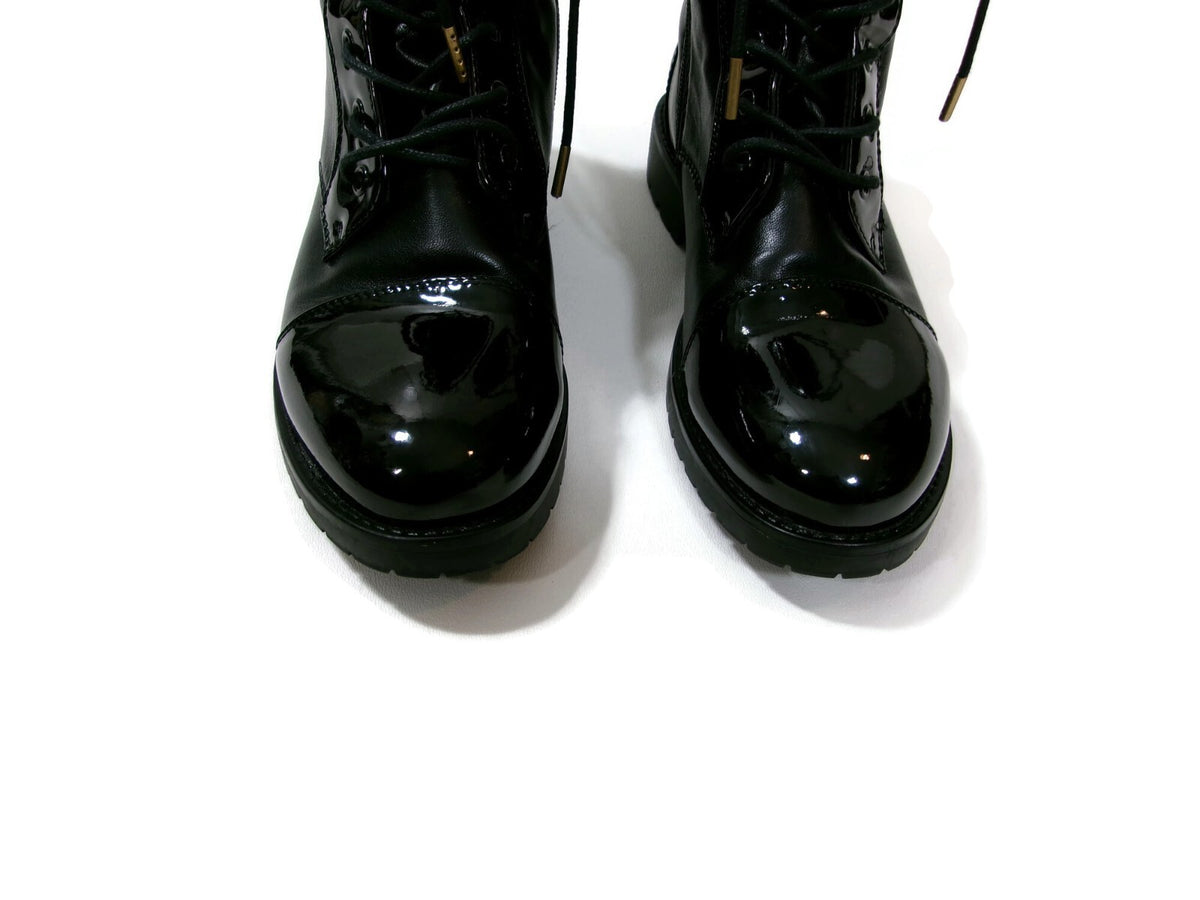 Azalea Wang Womens Teen Girls Black Lace Up Mid Ankle Boots w/Side Zip Size 7 M