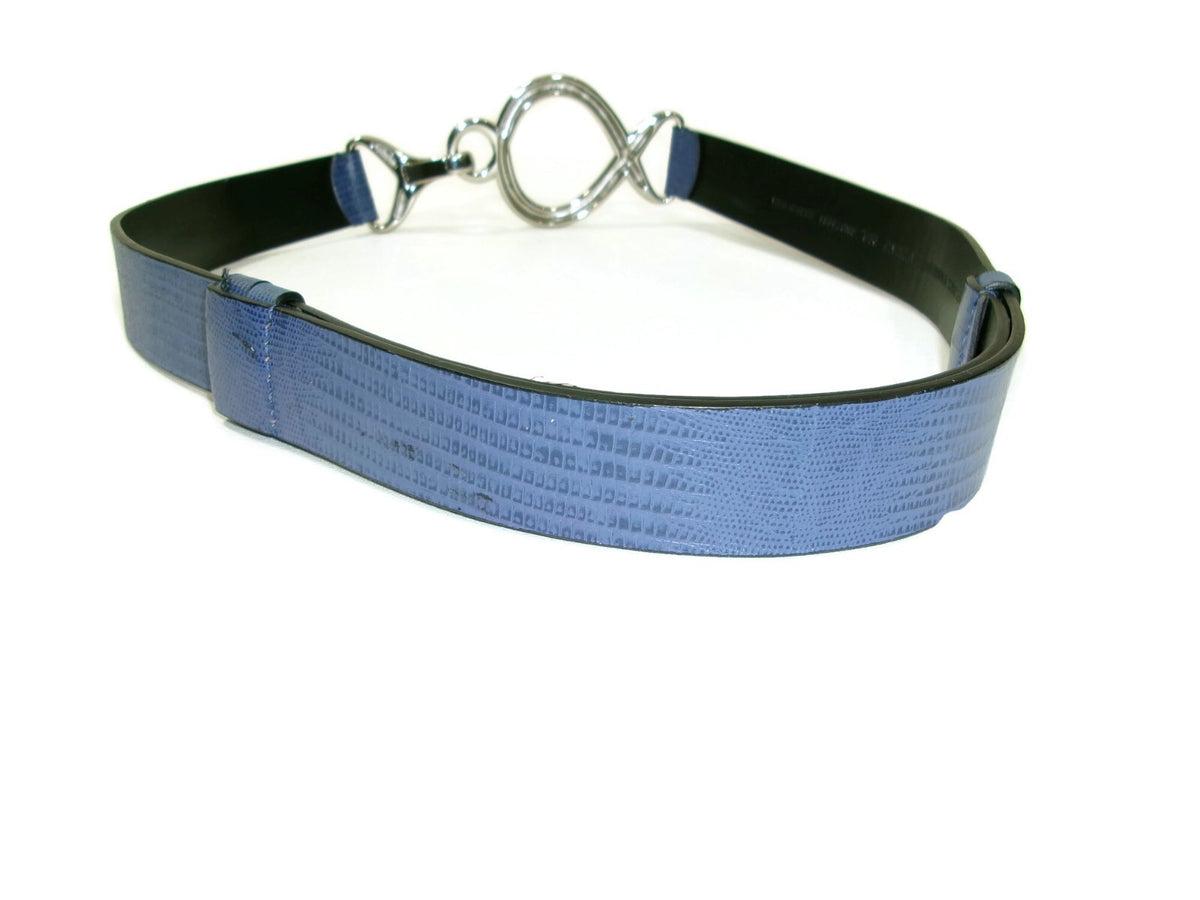 Chicos Womens Blue ish Purple Belt Snake Print Metal Large Buckle Size M / L