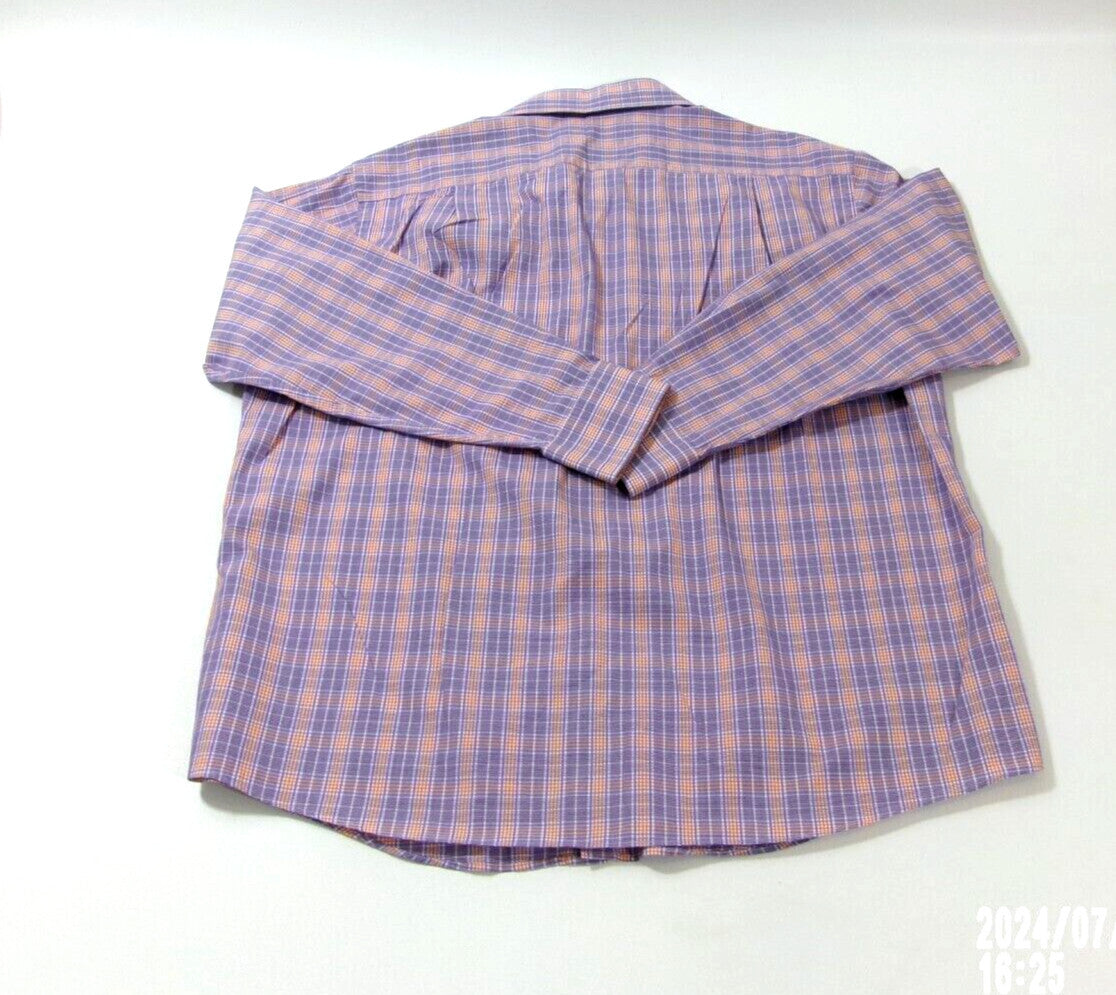 SEAN JOHN Mens Casual Purple Orange Plaid Shirt Size 18 34/ 35 Long Sleeve