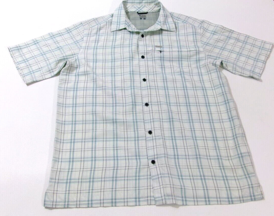 COLUMBIA Mens Sports Casual Shirt Size XL Short Sleeves Hidden Zip Front Pocket