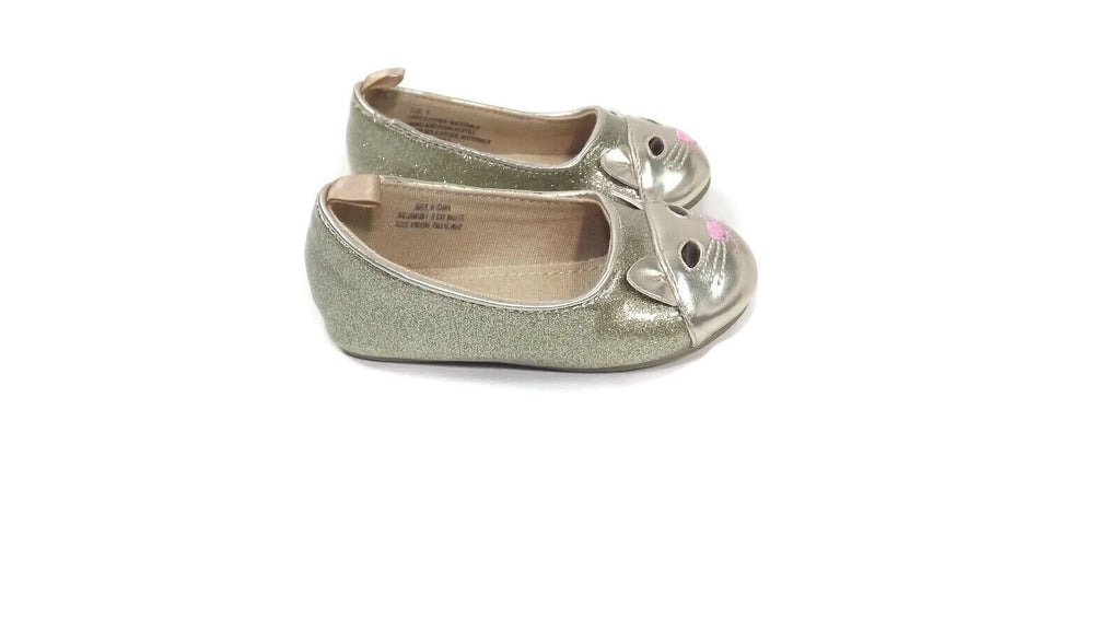 GAP Toddler Girls GOLD Kitty Cat Face Front Patent Ballet Flats Shoes Size 5