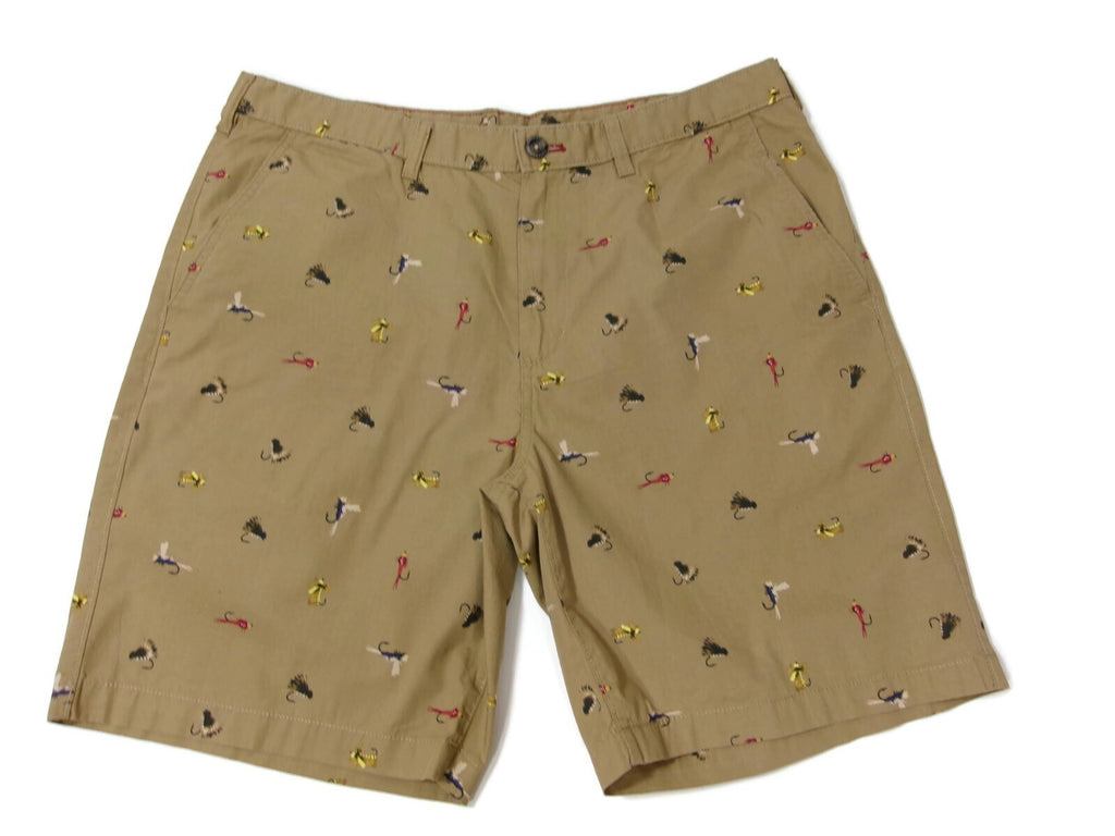 Mens Eddie Bauer Khaki Chino Shorts Tan Fly Fishing Tackle Outdoors Size 36 Nice