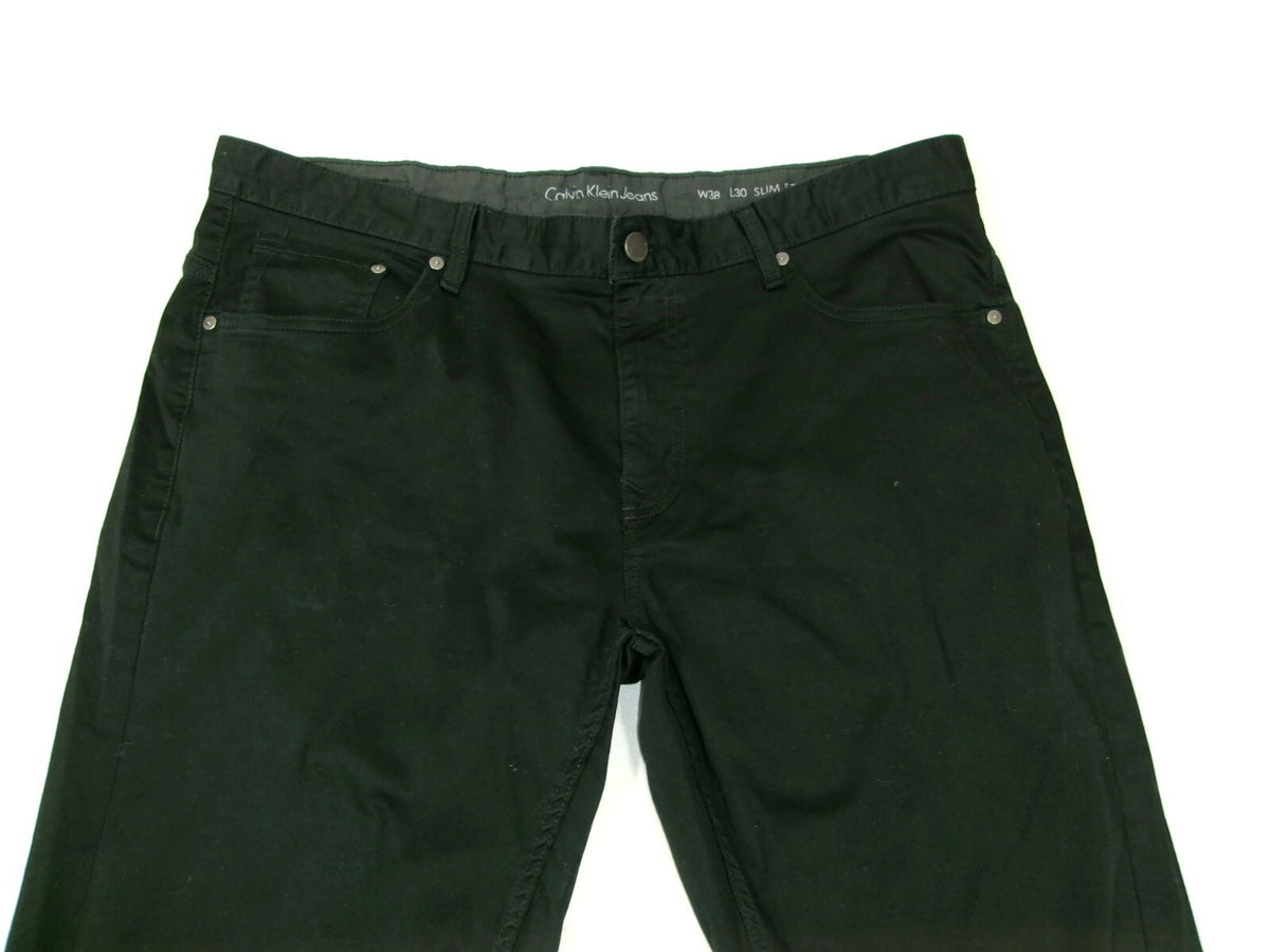 CALVIN KLEIN Mens Black Chinos Casual Pants Slim Straight Size 38 X 30