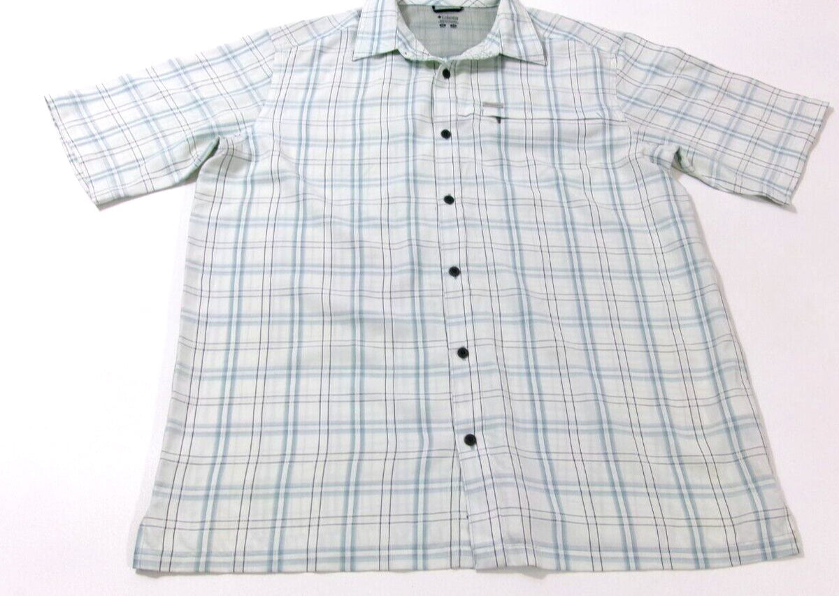 COLUMBIA Mens Sports Casual Shirt Size XL Short Sleeves Hidden Zip Front Pocket