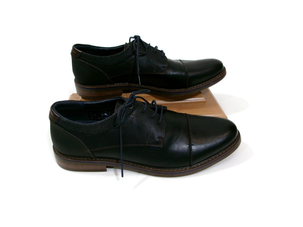 Freeman Mens Black Hudson Cap Toe Oxfords Shoes w/Memory Foam Size 12 M