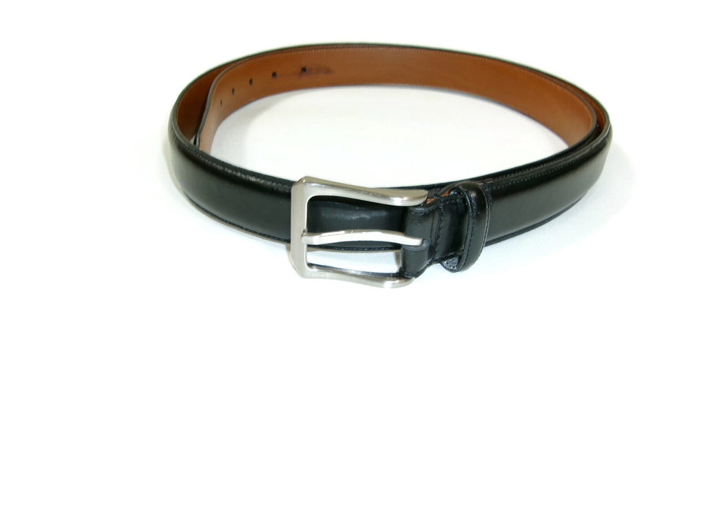 Jos. A. Bank Mens Black Genuine Italian  Leather Belt Silver Buckle Size 48