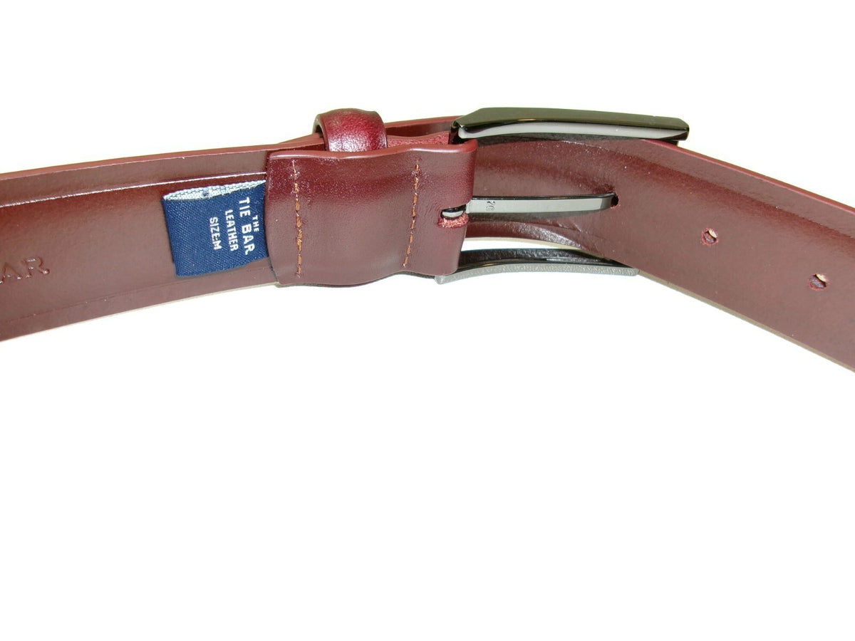 The Tie Bar Redish Burgundy Leather Mens Belt Size M Medium 43"