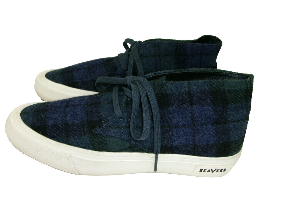 SEAVEES Classic Blue Green PLAID Wool Womens Shoes Size 8.5 M Booties Comfy CUTE