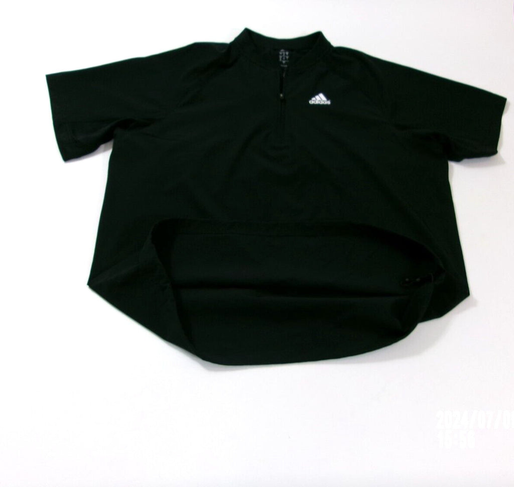 Adidas Mens Size L Large Activewear Sports Shirt Partial Front Zip  Black White