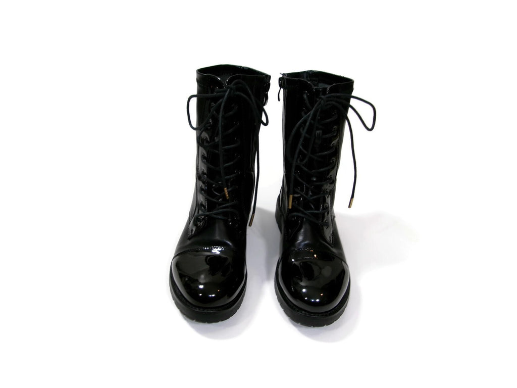 Azalea Wang Womens Teen Girls Black Lace Up Mid Ankle Boots w/Side Zip Size 7 M