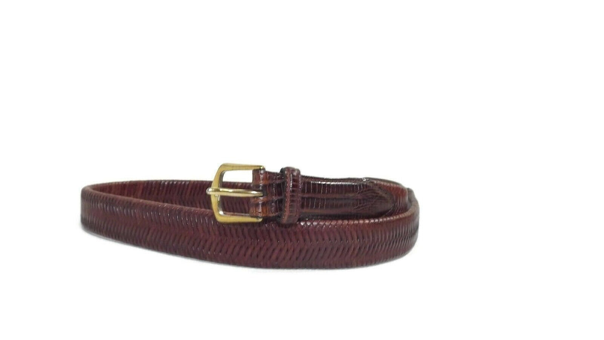 RED HEAD Quality Brown Tan Full Grain Leather Belt Size 38 Braided Croc Tips