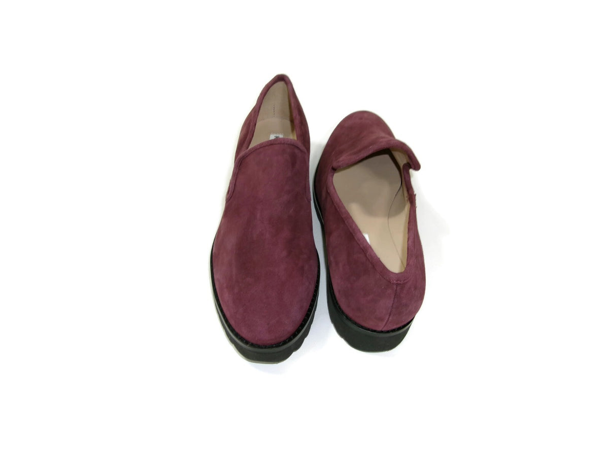 Karl Lagerfeld Paris Womens Plush  Burgundy Suede Loafers Flat Shoes Size 8 M