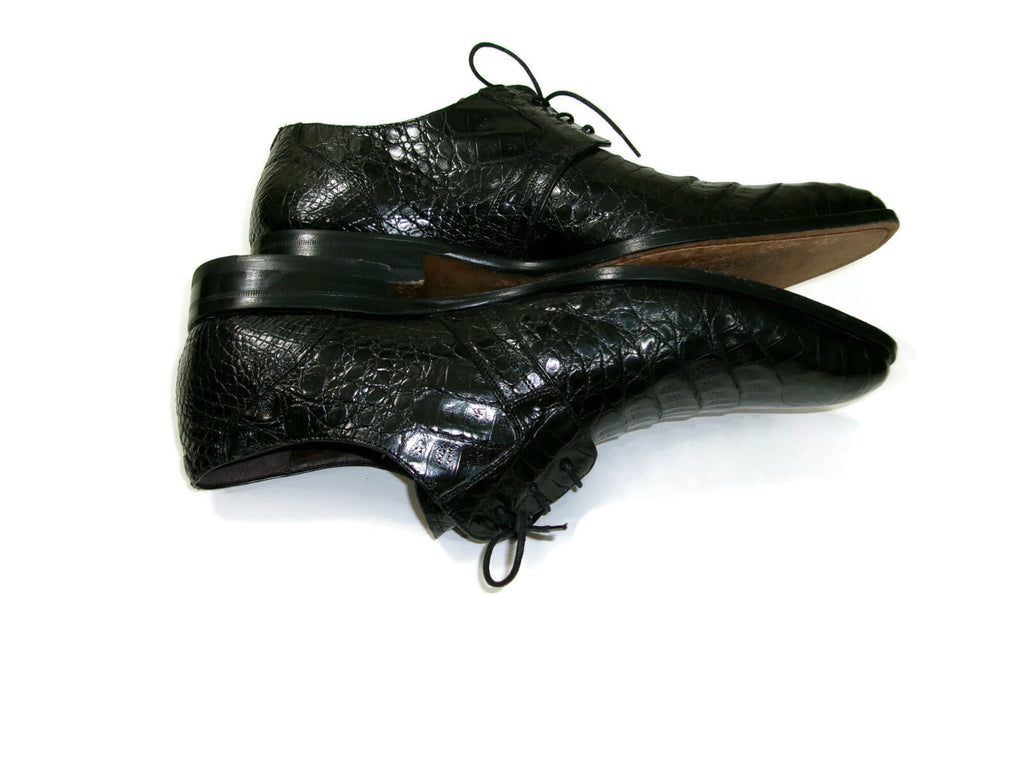 Mezlan Mens Luxury Dress Shoes Size 10 Genuine Black Crocodile Lace Up MD Spain