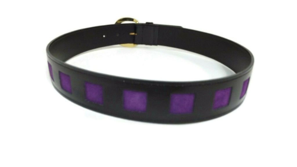 JAEGER Couture Belt Purple Suede & Black Patent Leather Size 30" MD in ENGLAND