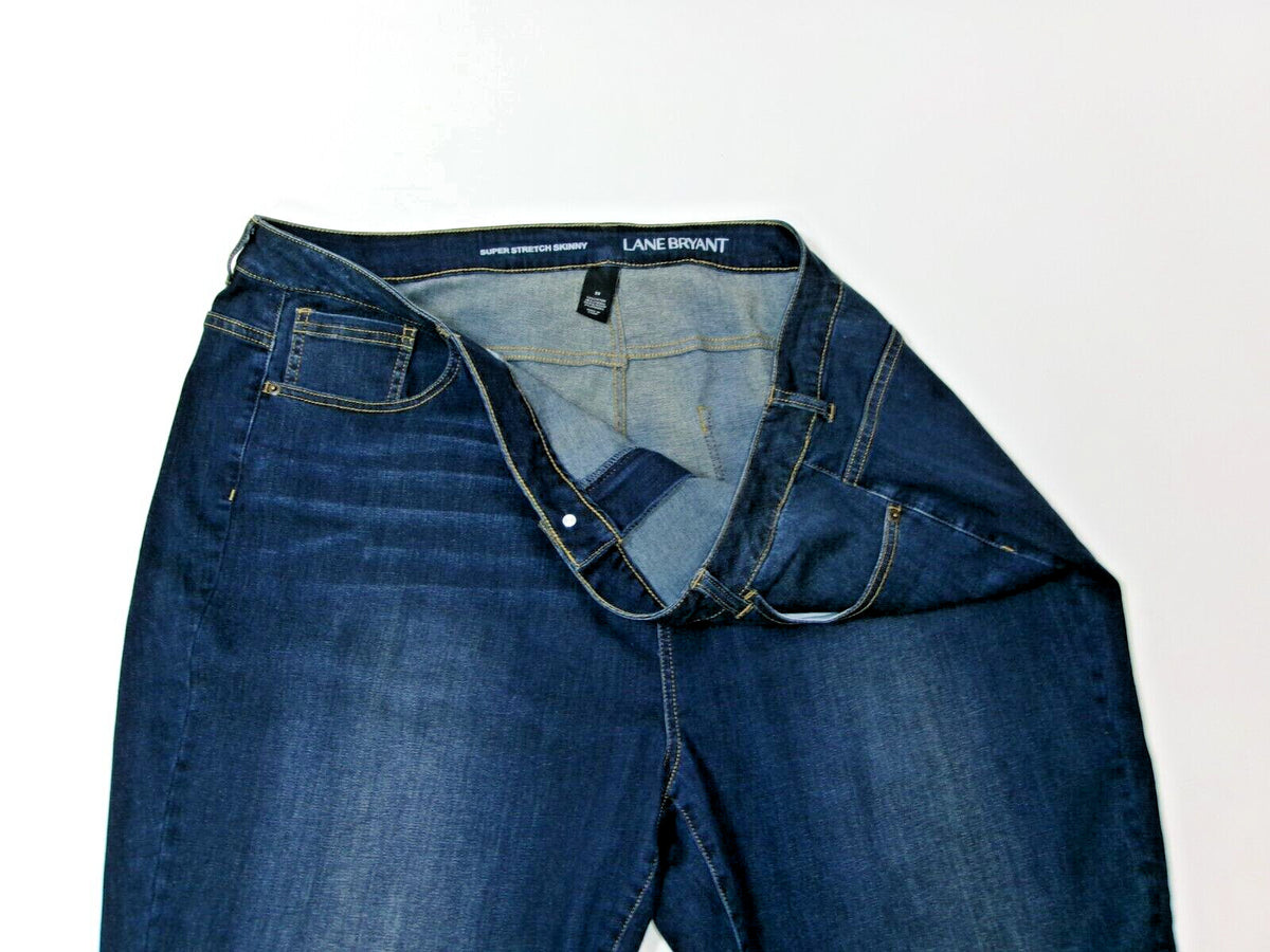 LANE BRYANT womens Super Stretch Skinny Jeans Pants Plus Size 28 Distressed
