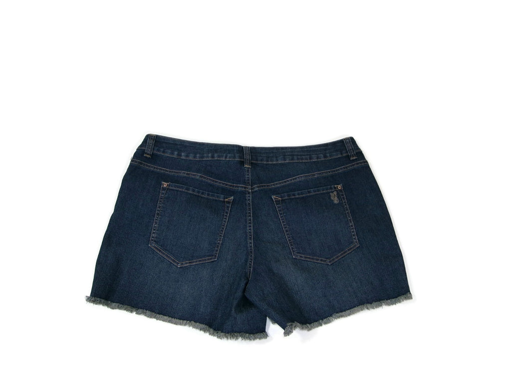 Jessica Simpson Forever Low Rise Distress Fringed Jean shorts Size 18 W 18W New