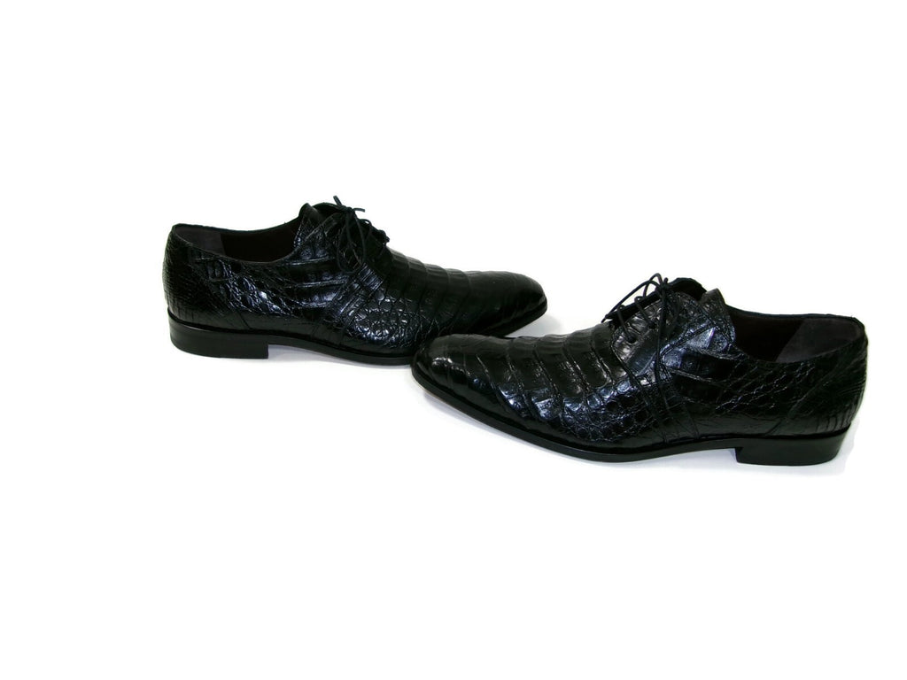 Mezlan Mens Luxury Dress Shoes Size 10 Genuine Black Crocodile Lace Up MD Spain
