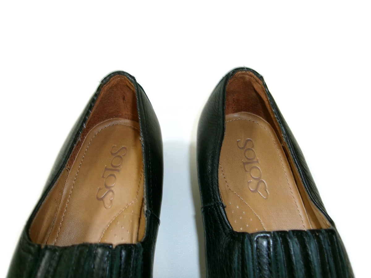 Solos Womens Black Pebbled Leather Comfy Shoes Size 8 N