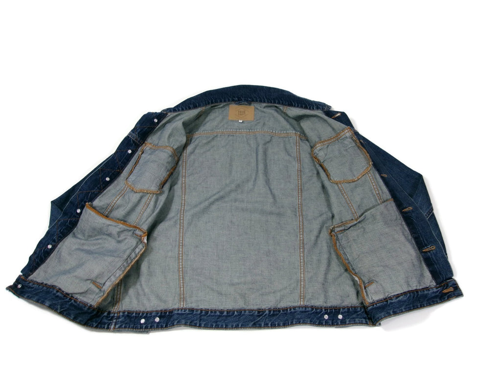 TRUE CRAFT Mens Distressed Relaxed Denim Jean Jacket Size M Medium