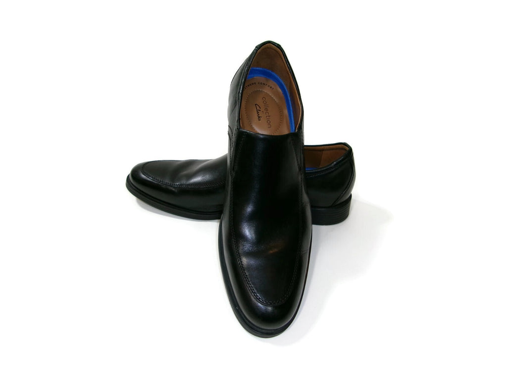 Mens COLLECTION by CLARKS Extreme Comfort Size 12 Black Leather Slip Ons Loafers