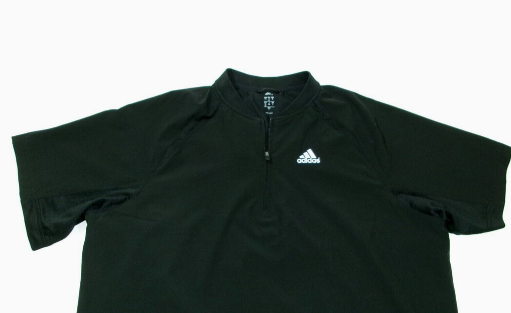 Adidas Mens Size L Large Activewear Sports Shirt Partial Front Zip  Black White