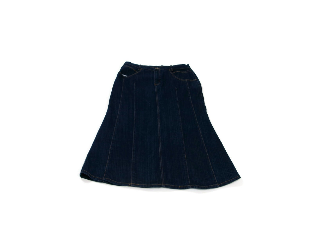Womens Jamie NICOLE Denim Jean Skirt Long Slight Flare Some Distress  Size 16